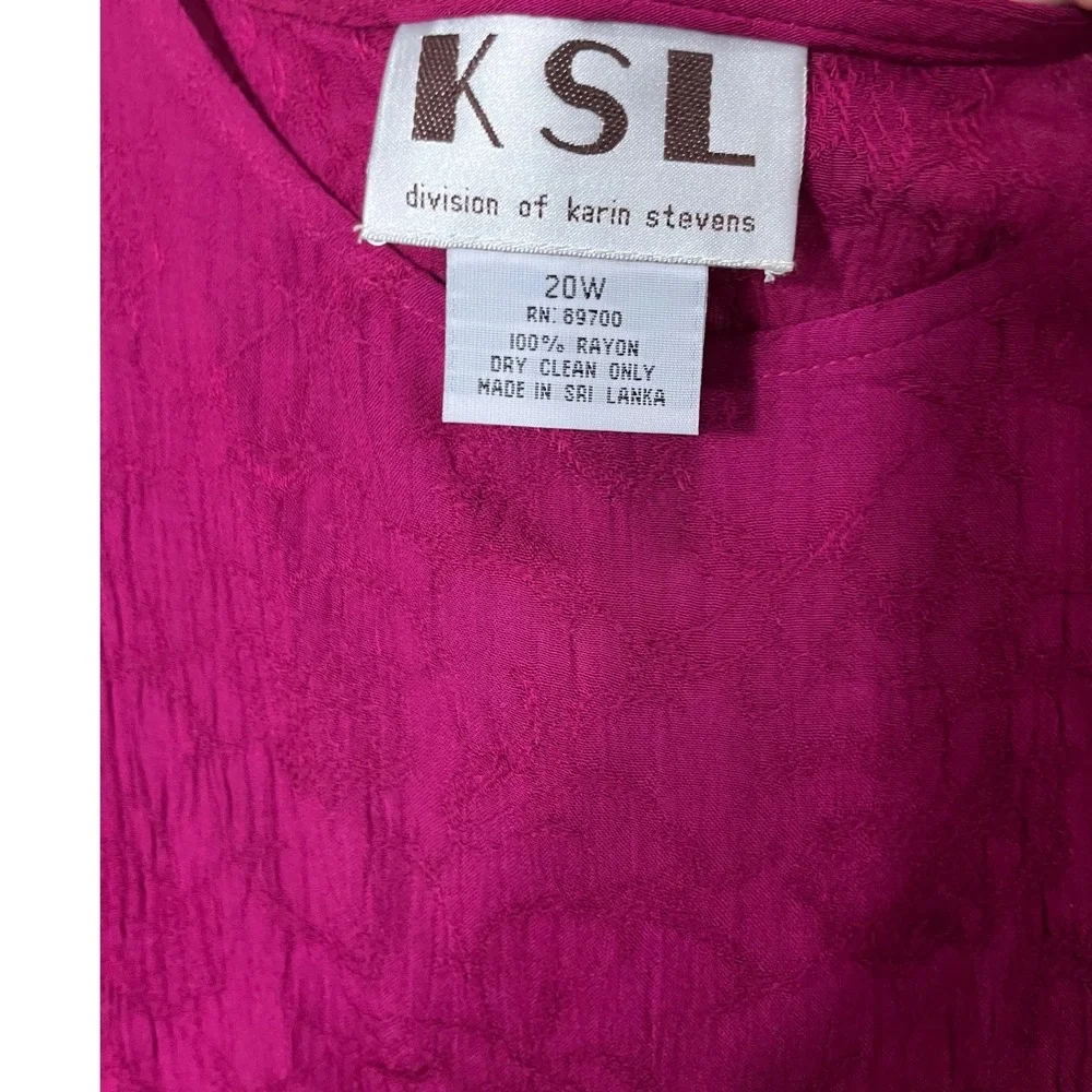 KSL Karin Stevens 2 Piece Dress Set Plus Size‎ 20W Magenta Maxi Dress Blouse